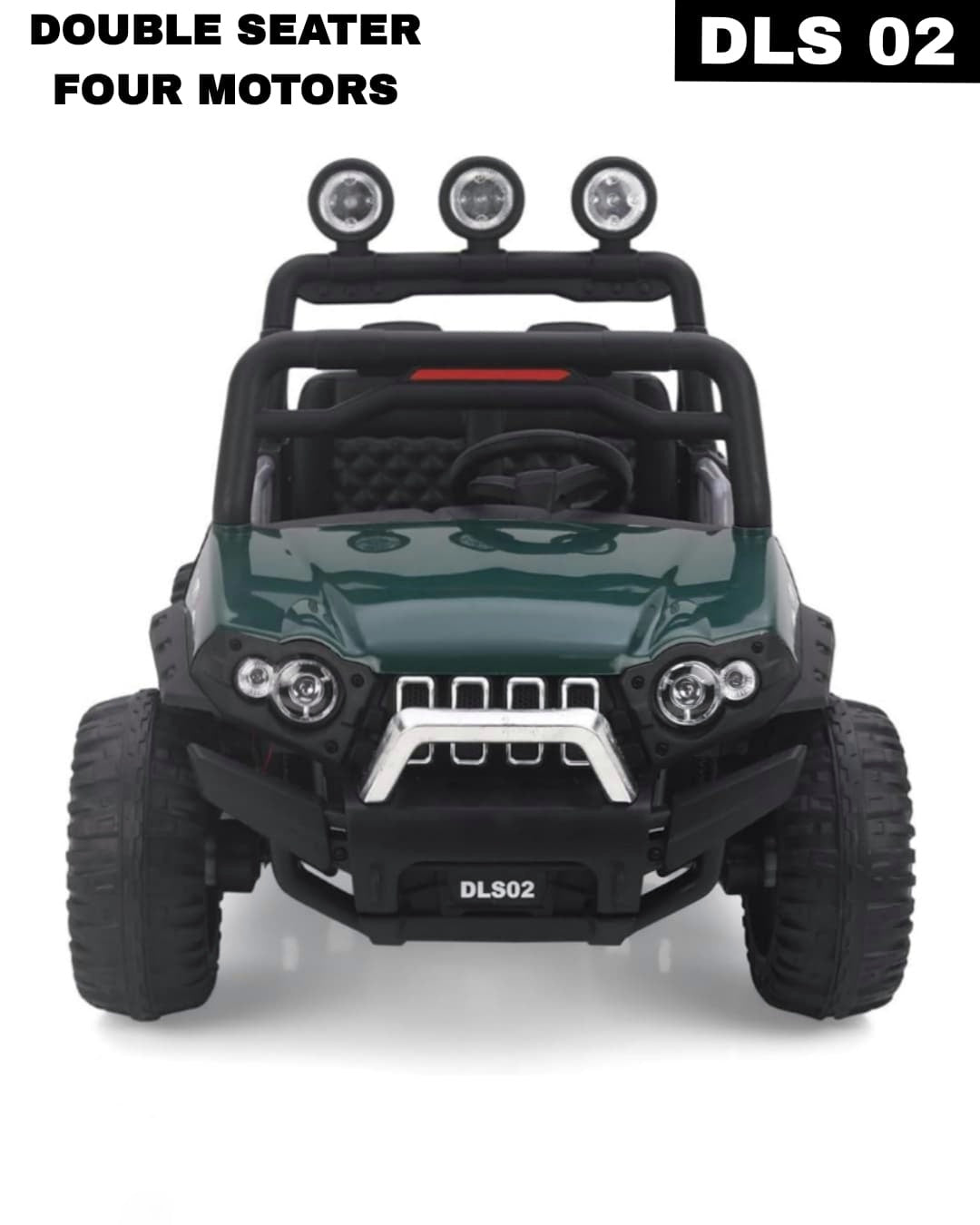 Jeep DLS 02 (12V, Double seater, 4 motors) | Bluetooth Music and Lights | Dual Control Mode