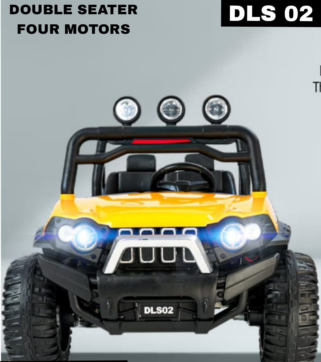 Jeep DLS 02 (12V, Double seater, 4 motors) | Bluetooth Music and Lights | Dual Control Mode