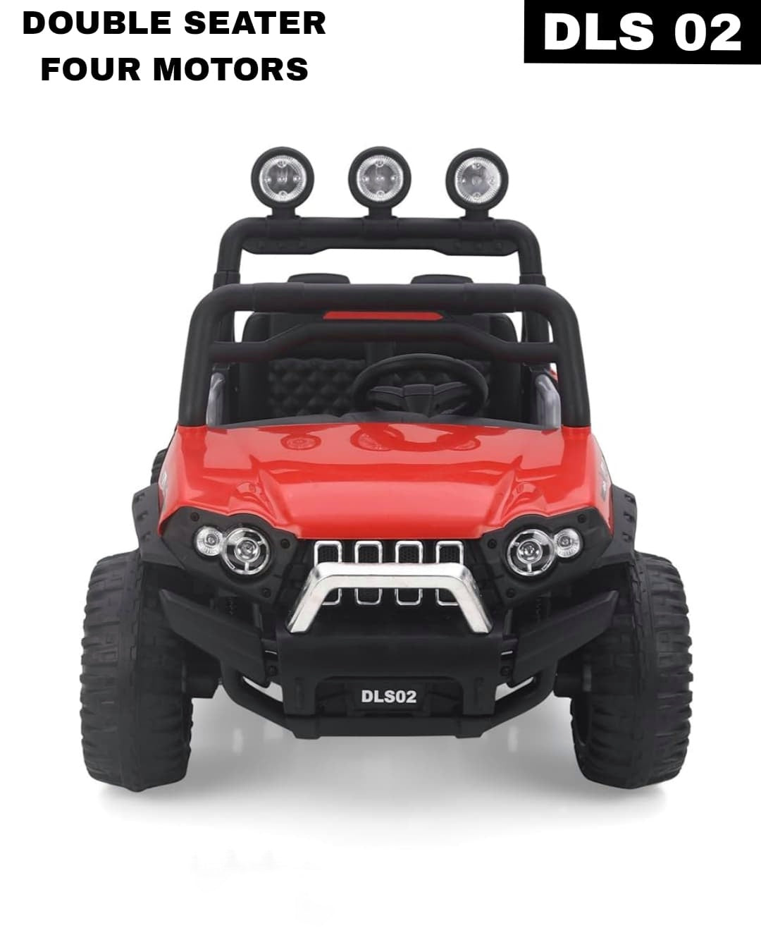 Jeep DLS 02 (12V, Double seater, 4 motors) | Bluetooth Music and Lights | Dual Control Mode