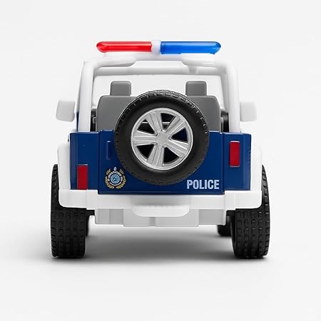Ranger Police Jeep Toy for Kids – Blue Pull Back Action SUV | Non-Toxic Plastic with Smooth Edges