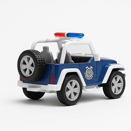 Ranger Police Jeep Toy for Kids – Blue Pull Back Action SUV | Non-Toxic Plastic with Smooth Edges