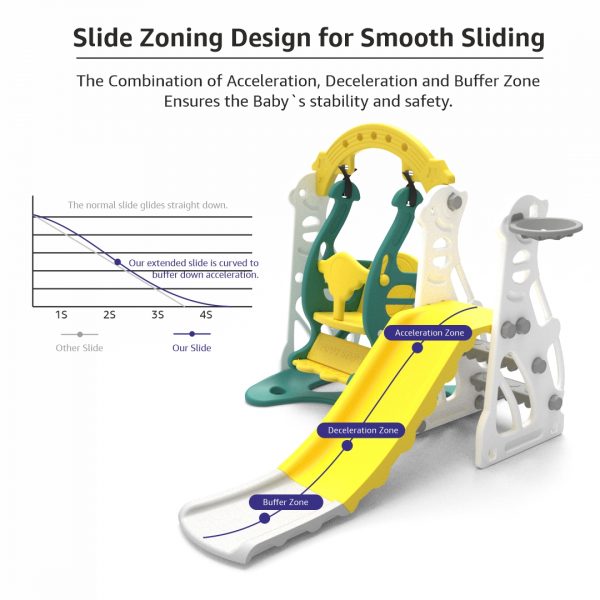 3 in 1 Kids Playset with Slide, Swing and Basketball ring | Penguin Slide