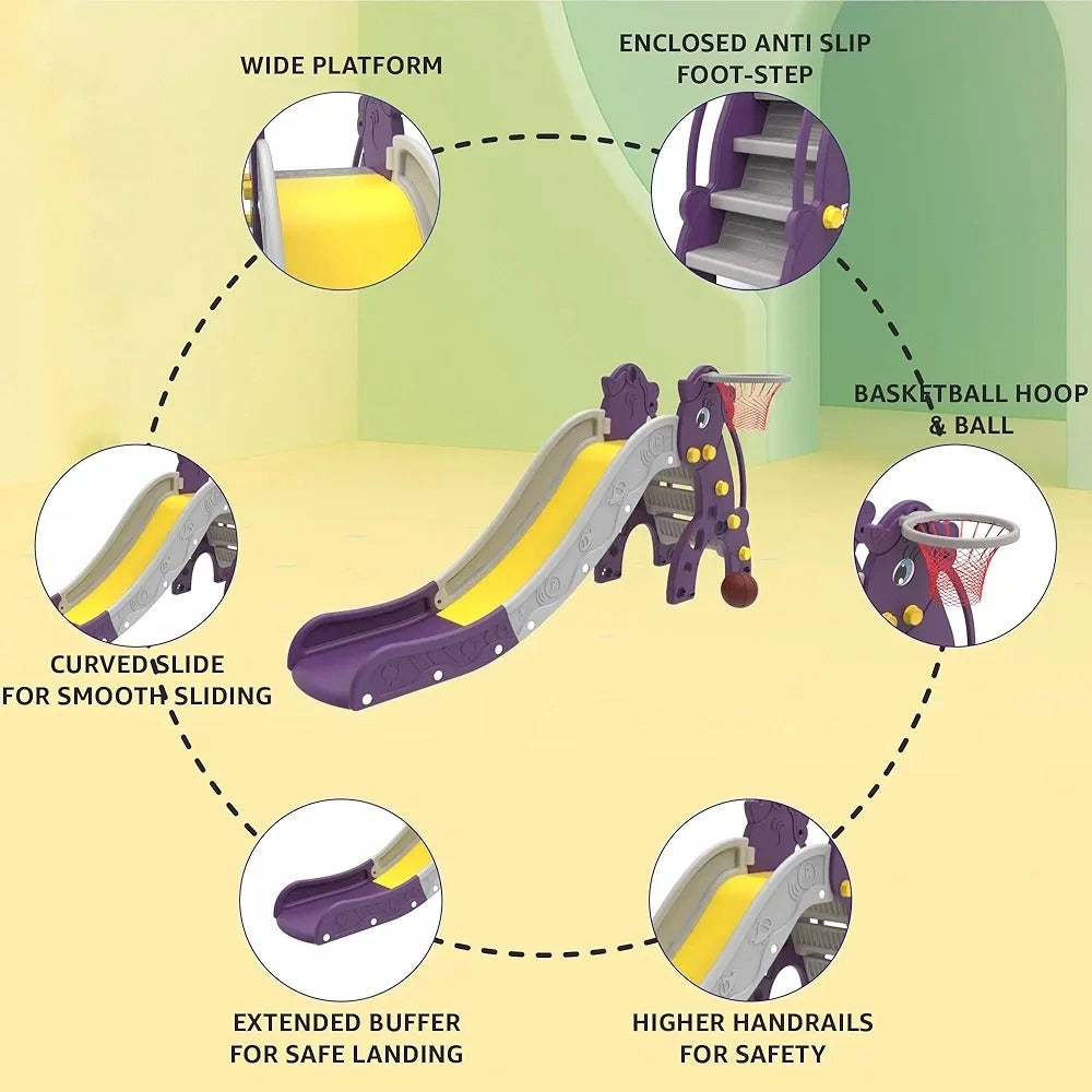 Slides 2 in 1 for Kids with Basketball Ring | Unicorn slide Large