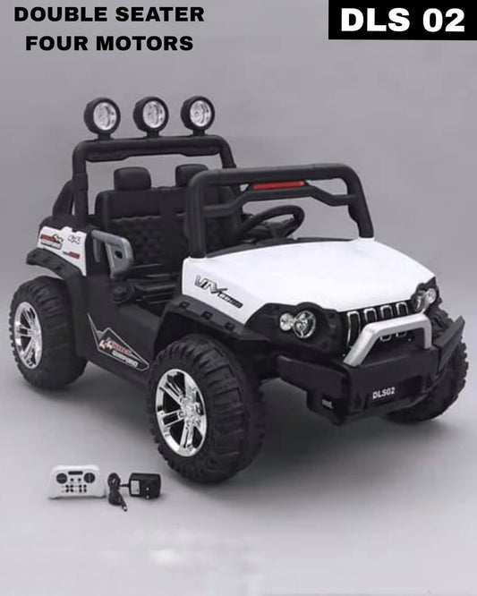 Jeep DLS 02 (12V, Double seater, 4 motors) | Bluetooth Music and Lights | Dual Control Mode
