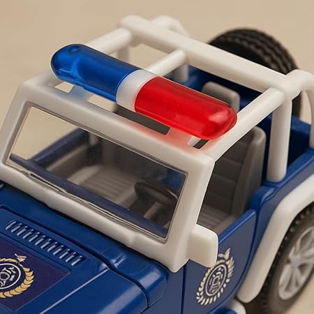 Ranger Police Jeep Toy for Kids – Blue Pull Back Action SUV | Non-Toxic Plastic with Smooth Edges