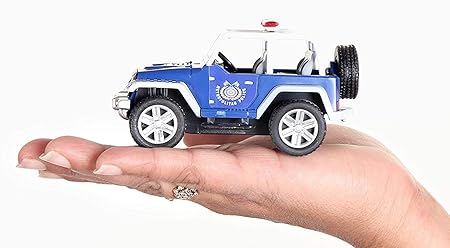 Ranger Police Jeep Toy for Kids – Blue Pull Back Action SUV | Non-Toxic Plastic with Smooth Edges
