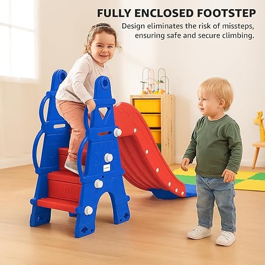 Castle Slide with Basketball for Indoor & Outdoor Use | Kids 2-8Years Old | Toy for Kids |Easy Assembly |30kg Weight Capacity, Multicolor