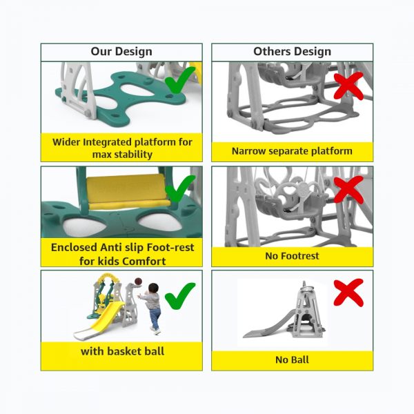 3 in 1 Kids Playset with Slide, Swing and Basketball ring | Penguin Slide