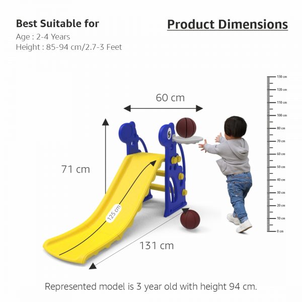 Slide 2 in 1 with Basketball Ring | Giraffe Slide