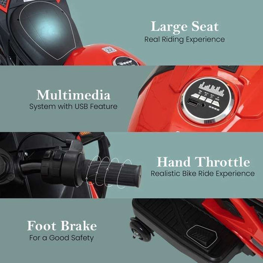 12V Kids Battery Operated Ride On BMW S 1000 RR Bike with Wheels Led Lights and Side Stand